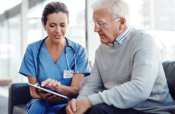 Nurse and cGVHD patient 