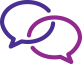 Icon of two intertwined speech bubbles